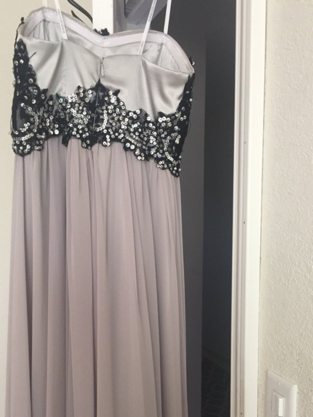 Gray Beaded Strapless Long Narianna Prom Dress - Picture 2 of 2